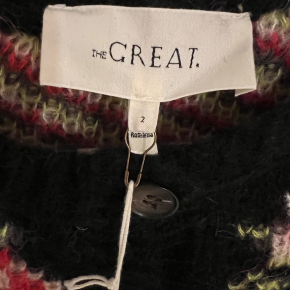 The Great. Size 2 MEDIUM CAROUSEL Black w/ roses cardigan sweater NEW NWT MINT!! - Picture 7 of 15